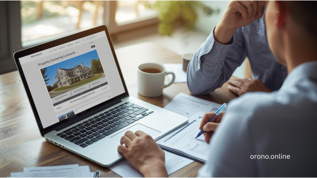 Homeowner reviewing property ownership records by owner name