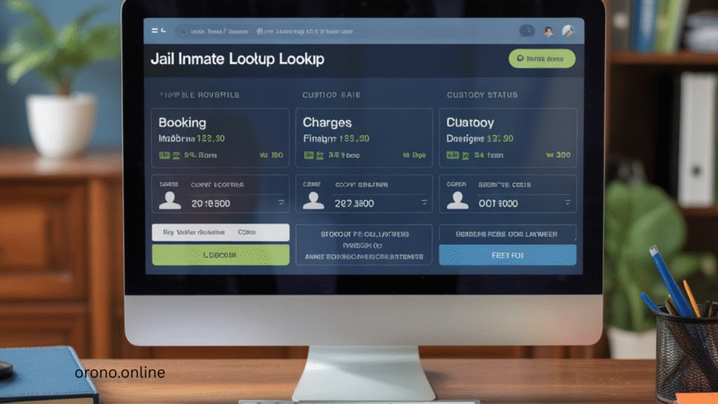 Online jail search displaying booking details and custody status